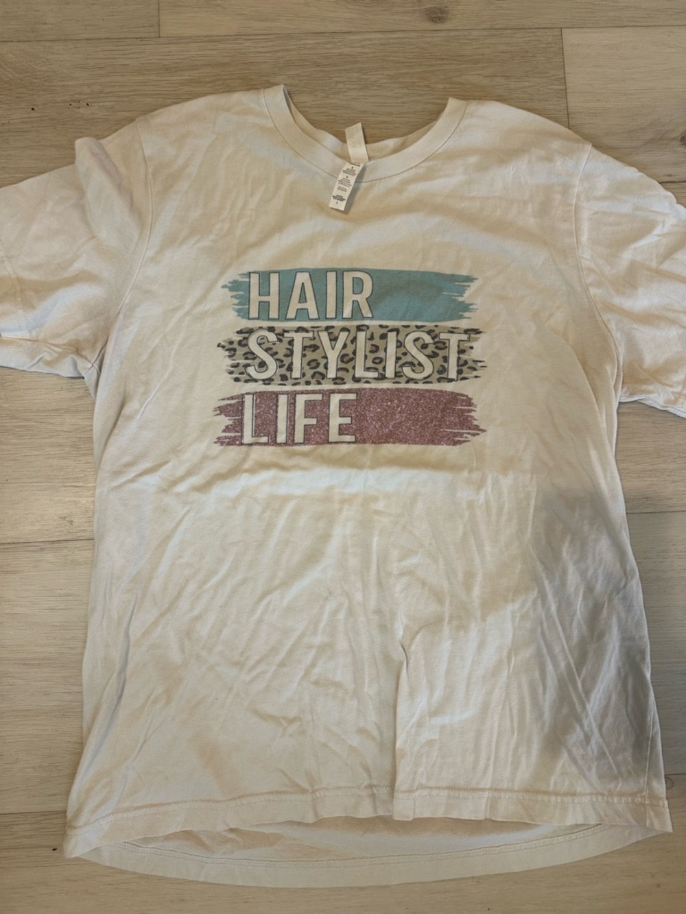 Bella Canvas White Graphic Tee with Teal, Leopard Print, and Dusty Pink